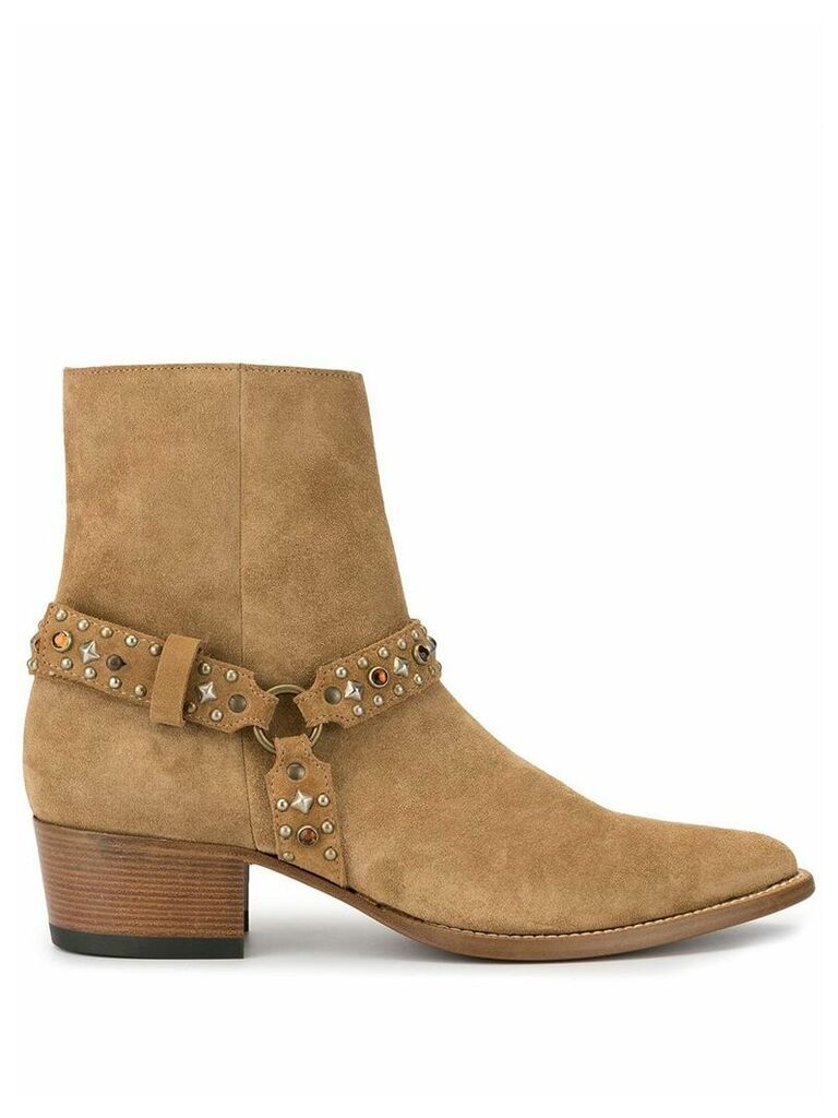 AMIRI studded harness ankle boots - NEUTRALS