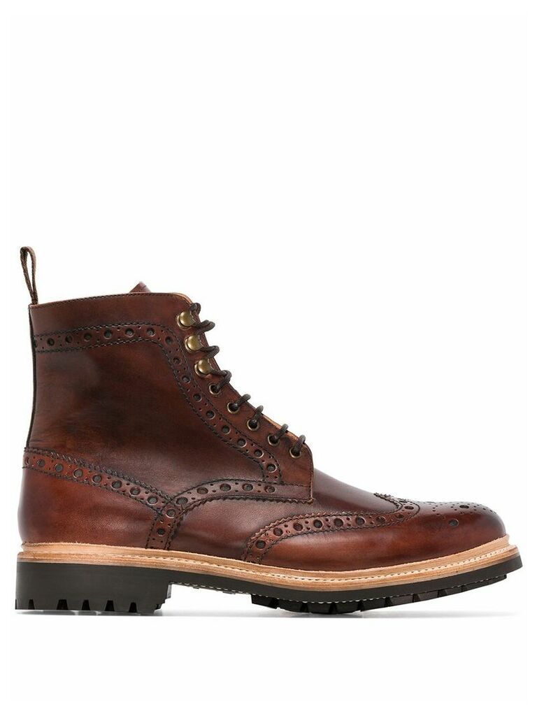 Grenson Fred hand-painted leather boots - Brown