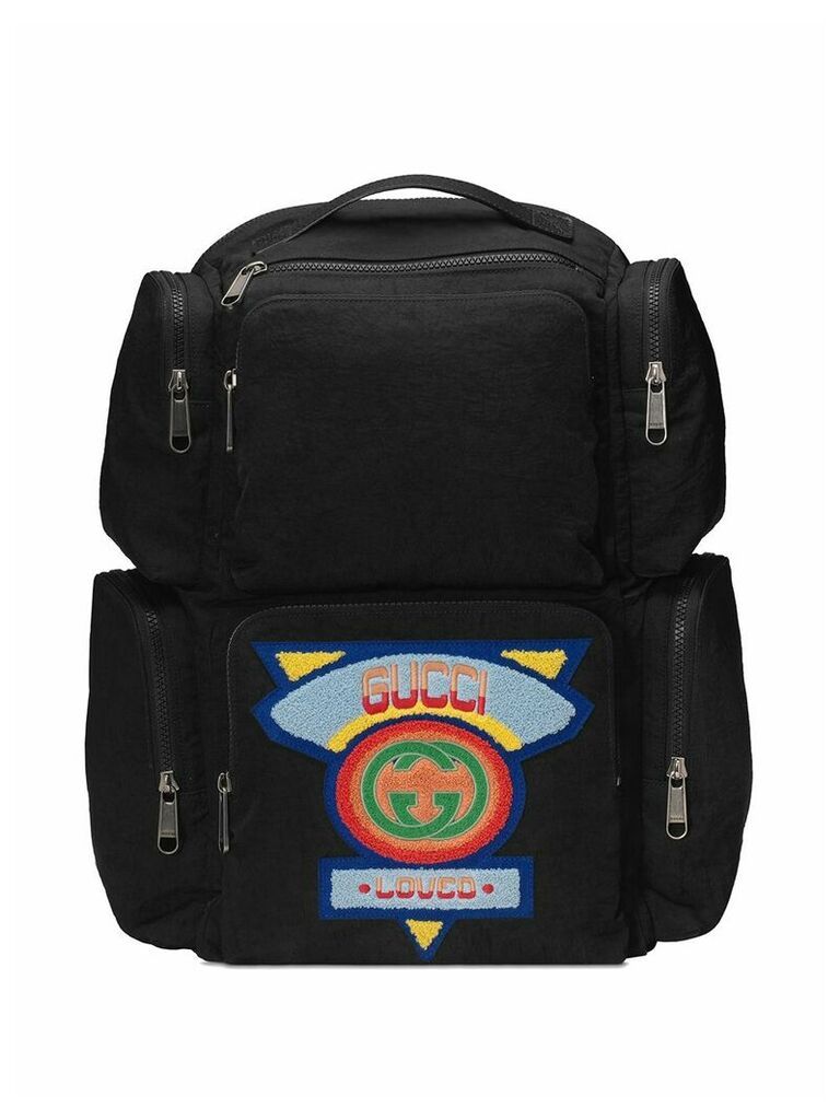 Gucci black Large backpack with Gucci '80s patch