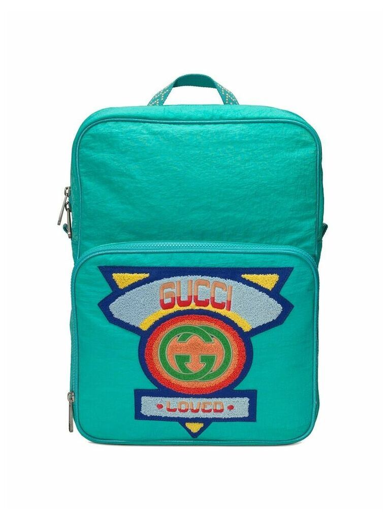 Gucci Medium backpack with Gucci '80s patch - Blue