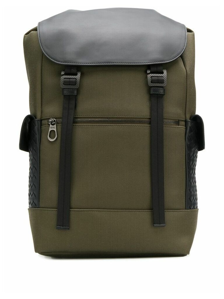 Bottega Veneta intrecciato weave panel backpack - Green