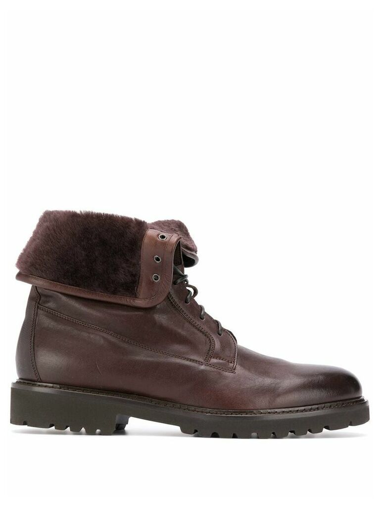 Doucal's turnover lace-up boots - Brown