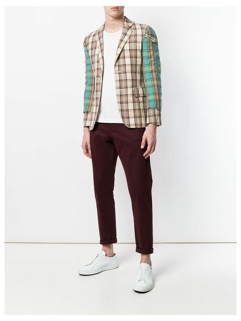 Comme Des Garçons Pre-Owned layered plaid jacket - NEUTRALS