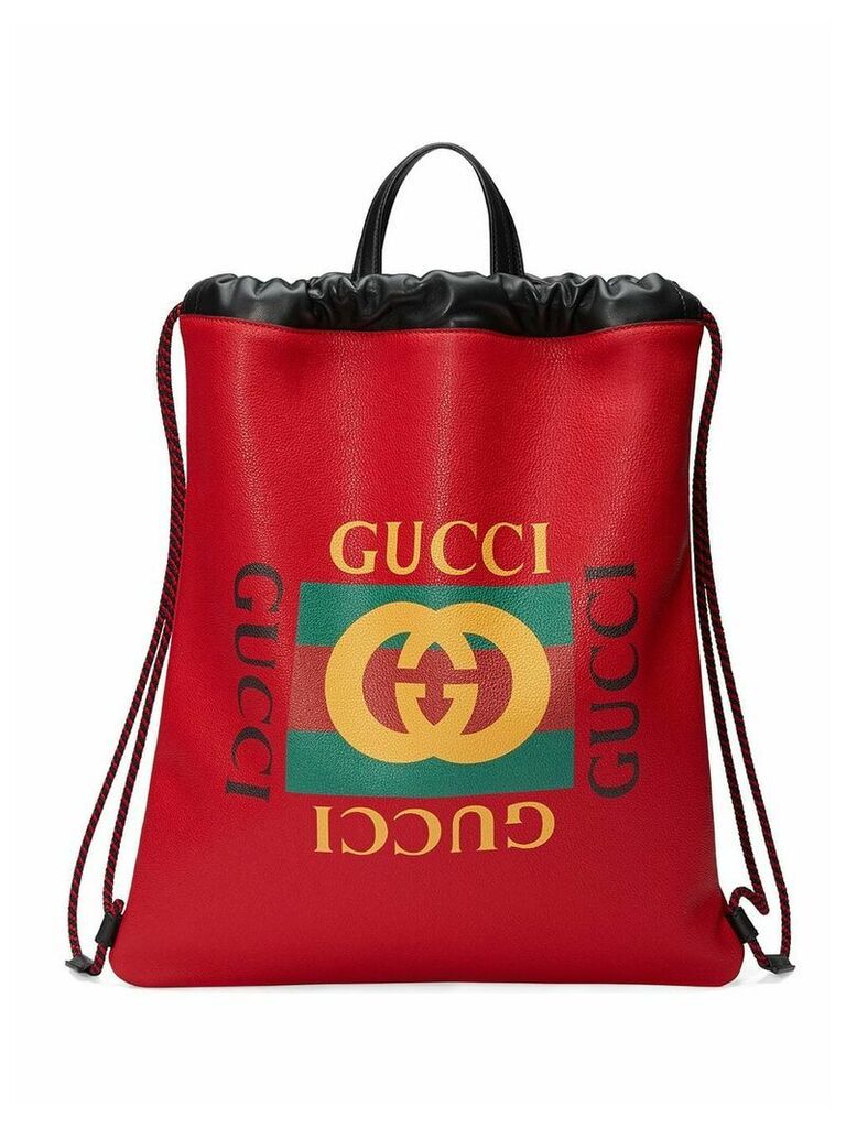 Gucci Gucci Print leather drawstring backpack - Red