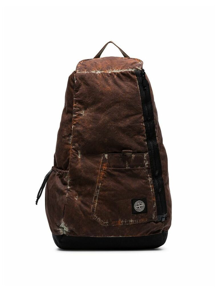 Stone Island mottled camo print backpack - Brown