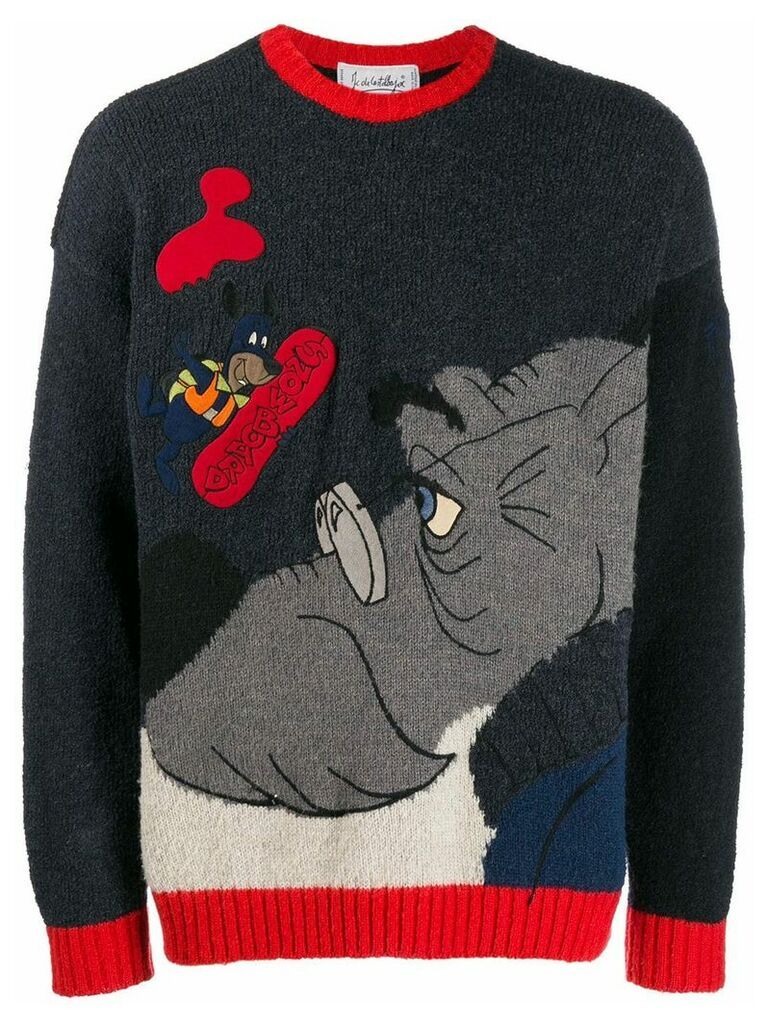 JC de Castelbajac Pre-Owned cartoon knit sweater - Blue