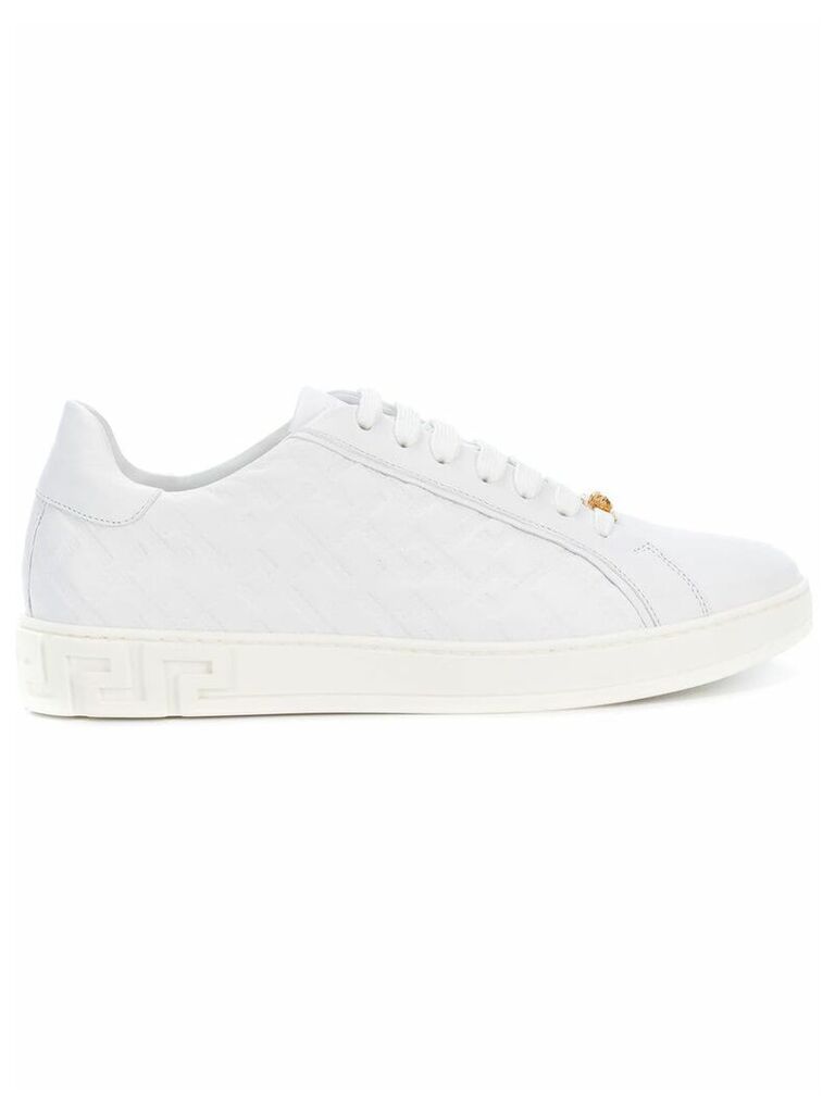 Versace Grecca embossed sneakers - White