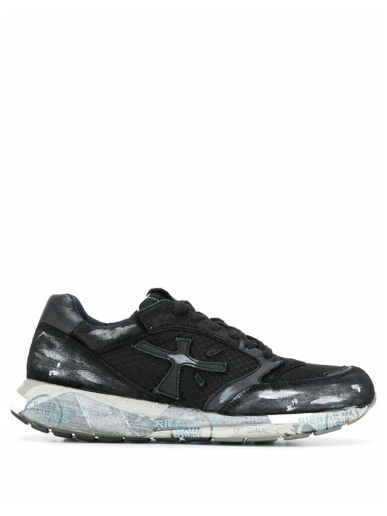 White Premiata brushstroke sneakers - Black