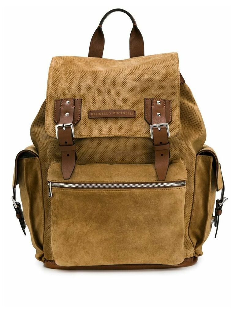 Brunello Cucinelli buckle backpack - Brown