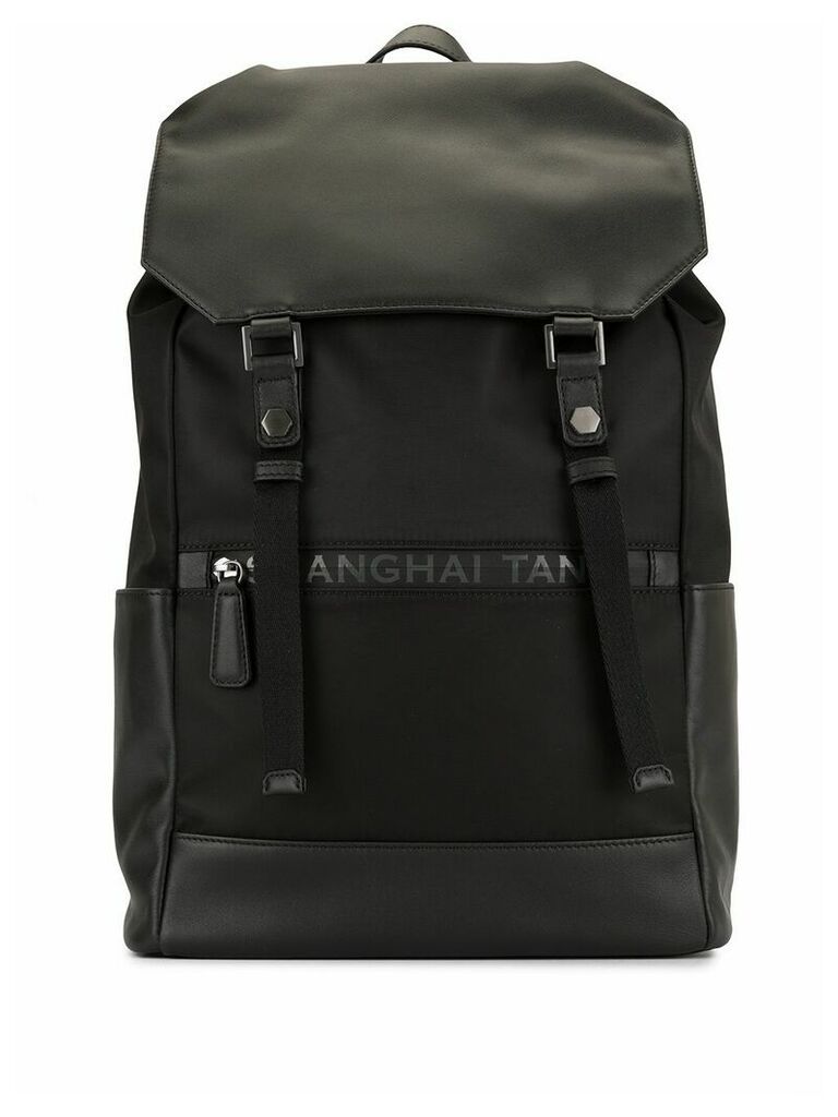 Shanghai Tang drawstring leather backpack - Black