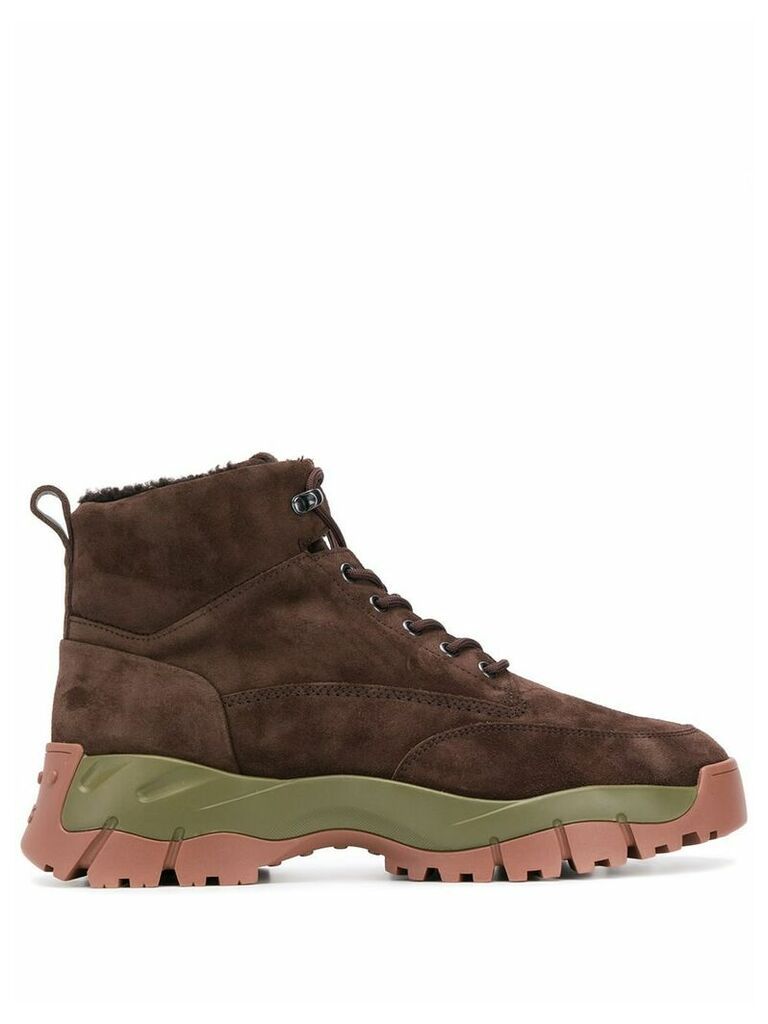 Tod's contrast sole trekking boots - Brown