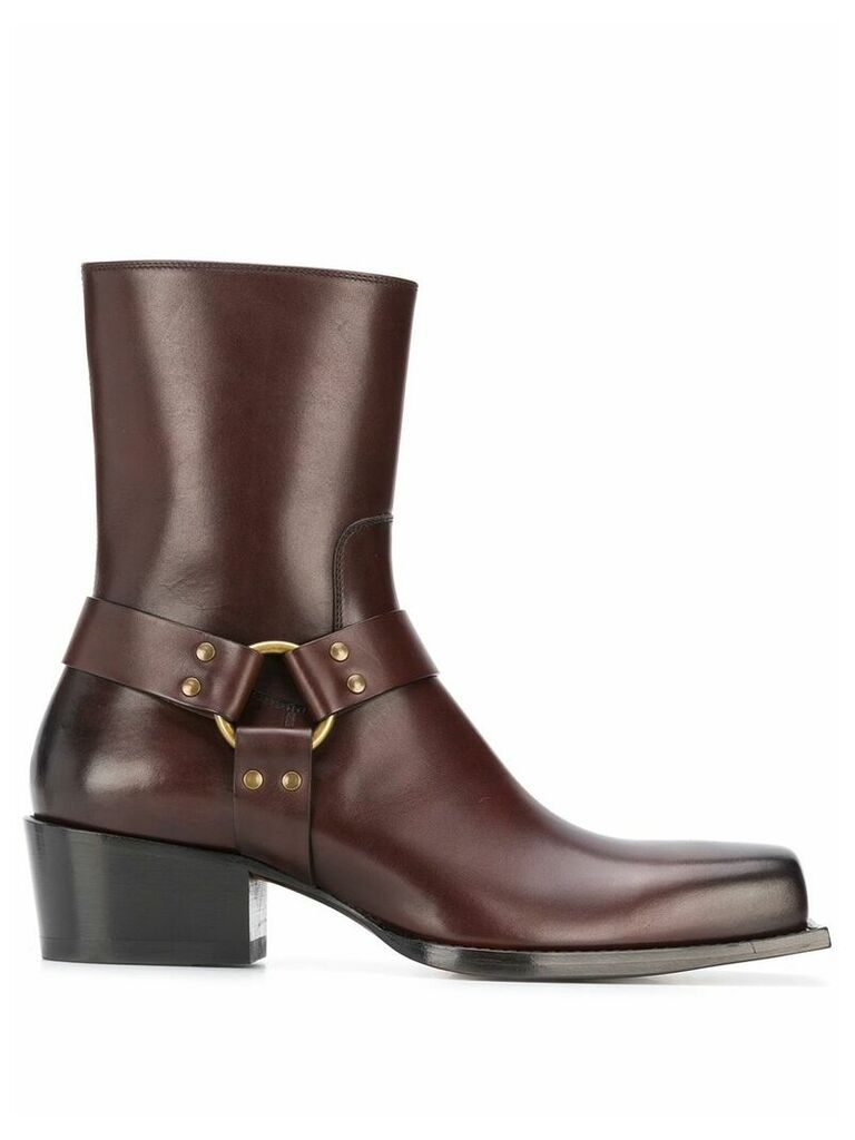 Dsquared2 square toe strap-detail ankle boots - Brown