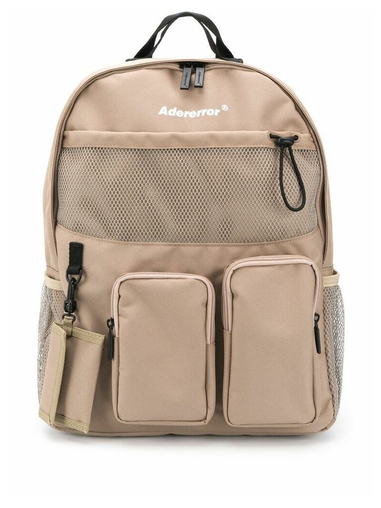 Ader Error logo-print multiple-pocket backpack - Brown