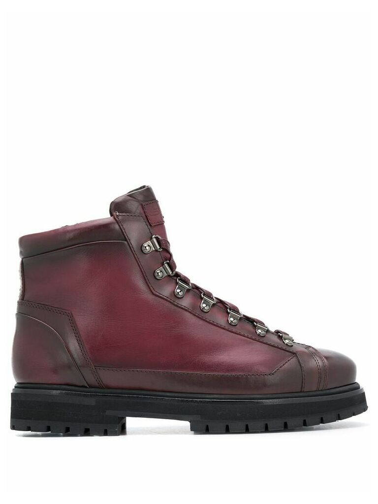 Santoni lace-up ankle boots - Red
