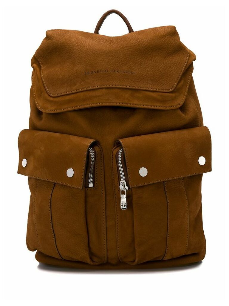 Brunello Cucinelli zipped pocket backpack - Brown