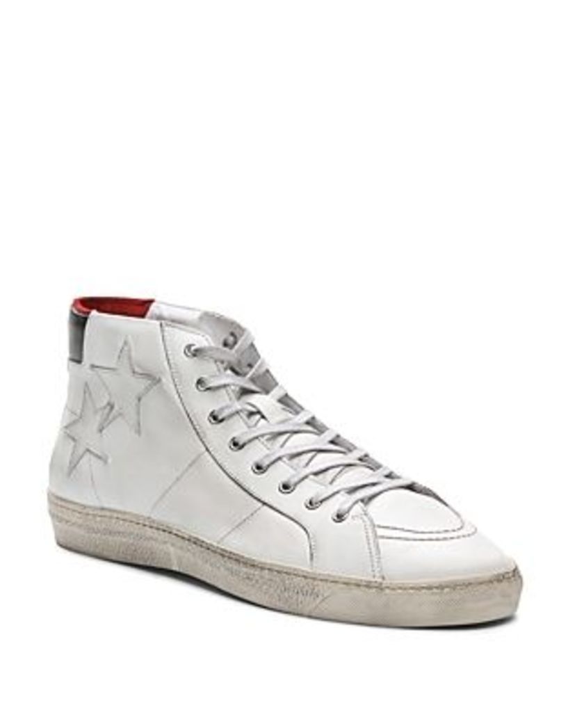 The Kooples Distressed Leather High-Top Sneakers