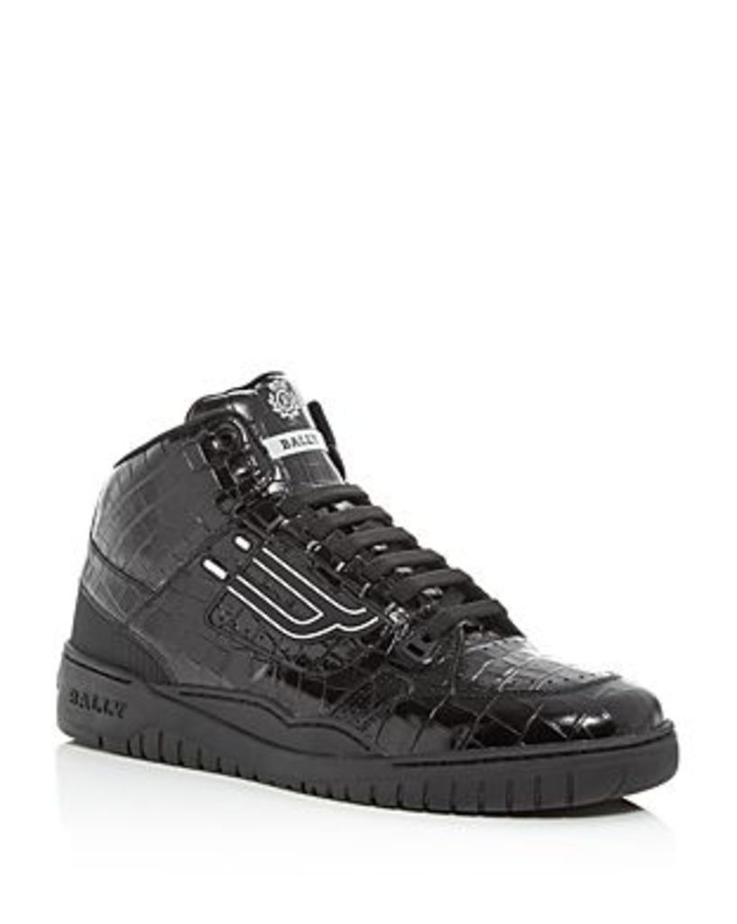 Men's King Croc-Embossed Leather High-Top Sneakers