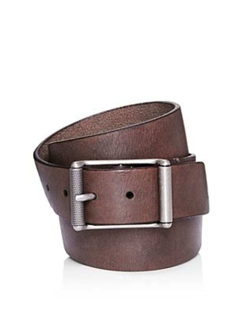 Men's Center Bar Roller Buckle Leather Belt