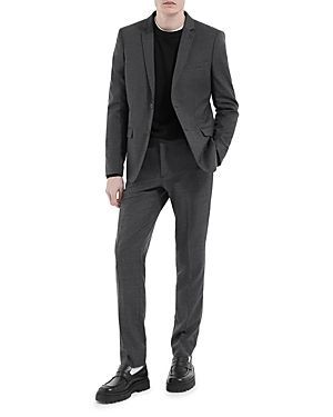 Slim Fit Black and Gray Micro Check Suit Pants