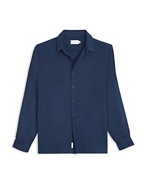Stretch Linen Blend Regular Fit Button Up Shirt