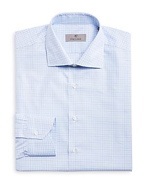 Blue Large Check Print Dress Shirt