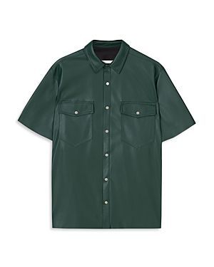 Adam Faux Leather Regular Fit Button Down Shirt