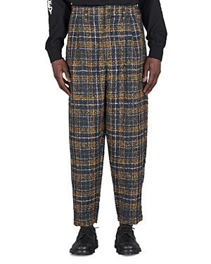 Pleated Plaid Trousers