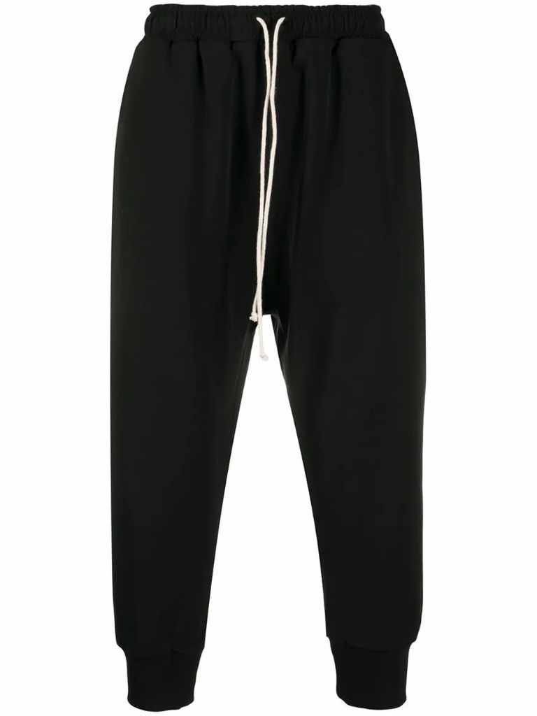 cropped dropped-crotch track trousers