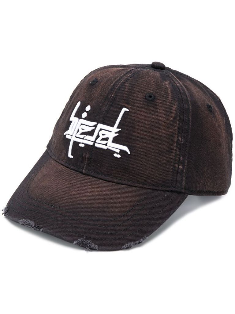 bleached effect embroidered baseball cap