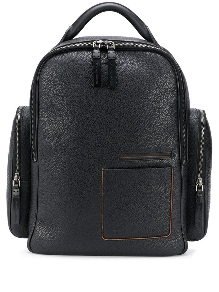 grained leather backpack