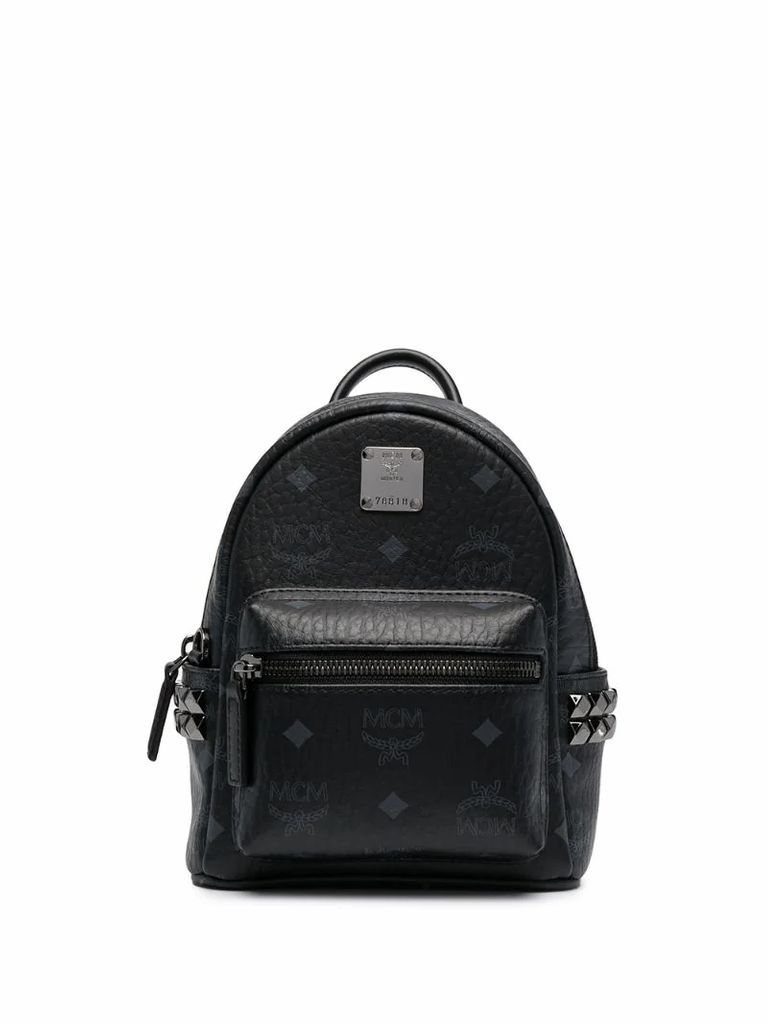 logo-print leather backpack