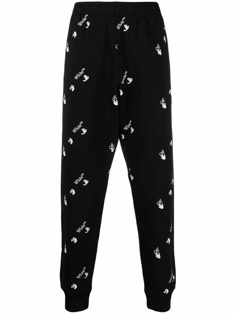 logo pattern tapered trousers