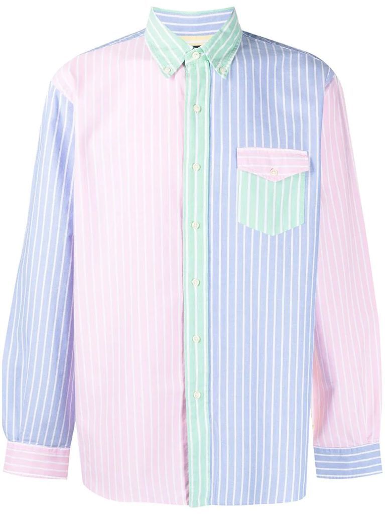 striped colour-block shirt