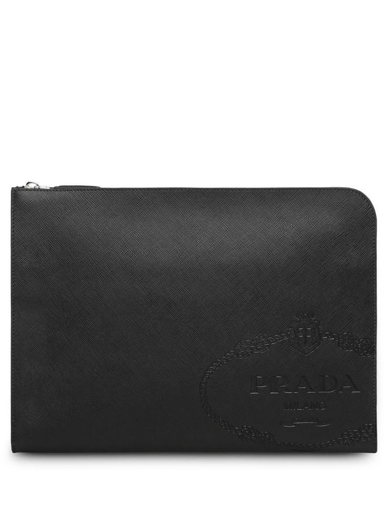 Saffiano embossed logo clutch bag