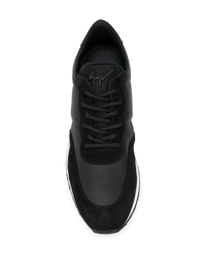 low top panelled sneakers