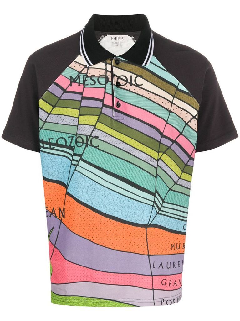 geological print polo shirt