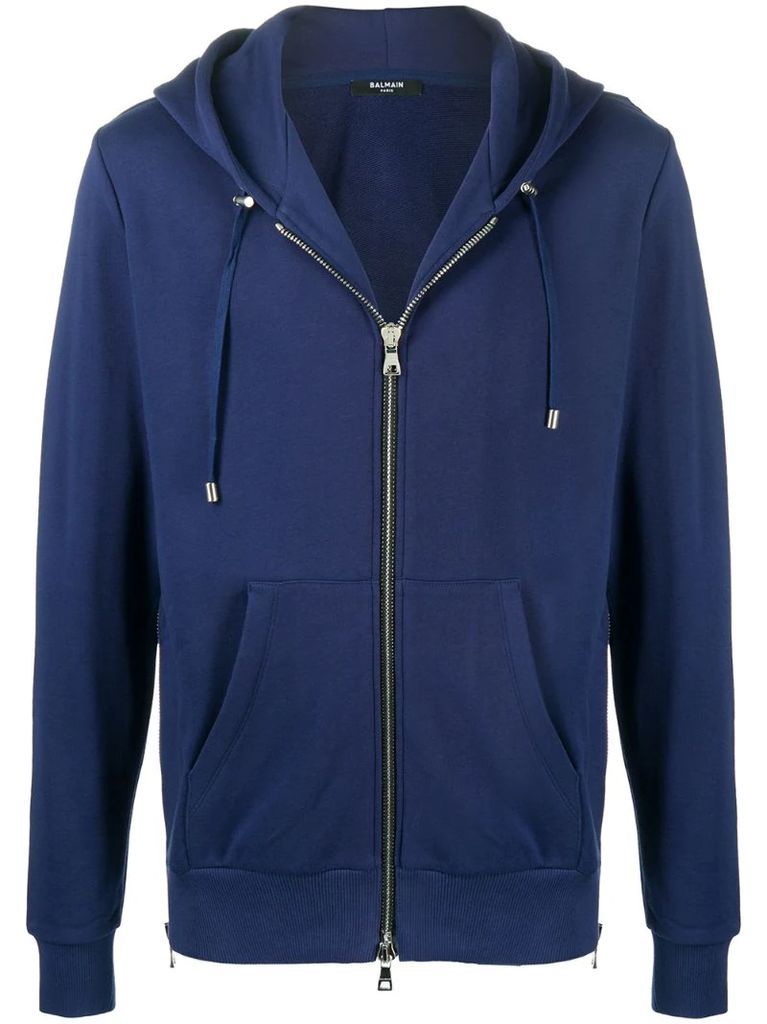 logo print zip-up hoodie