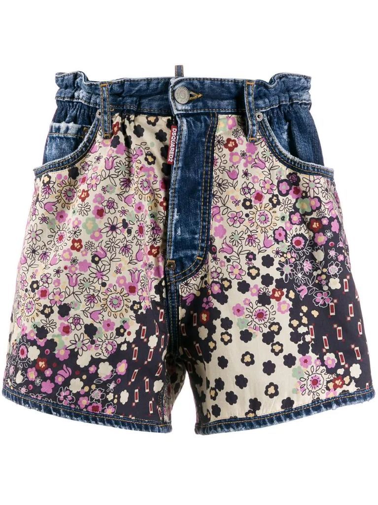 floral denim shorts