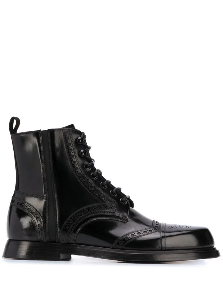 brogue lace-up boots