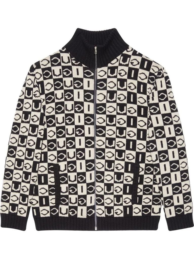 checkerboard motif jacket