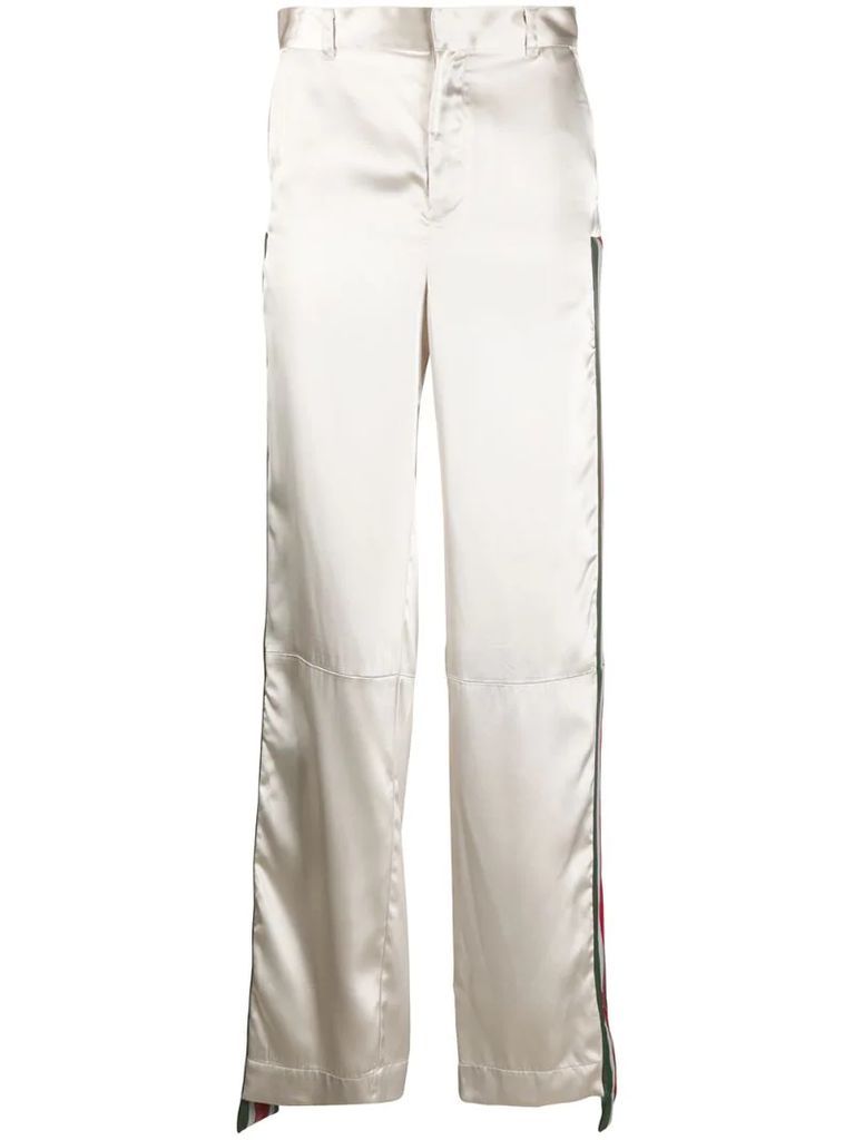 side-stripe metallic trousers