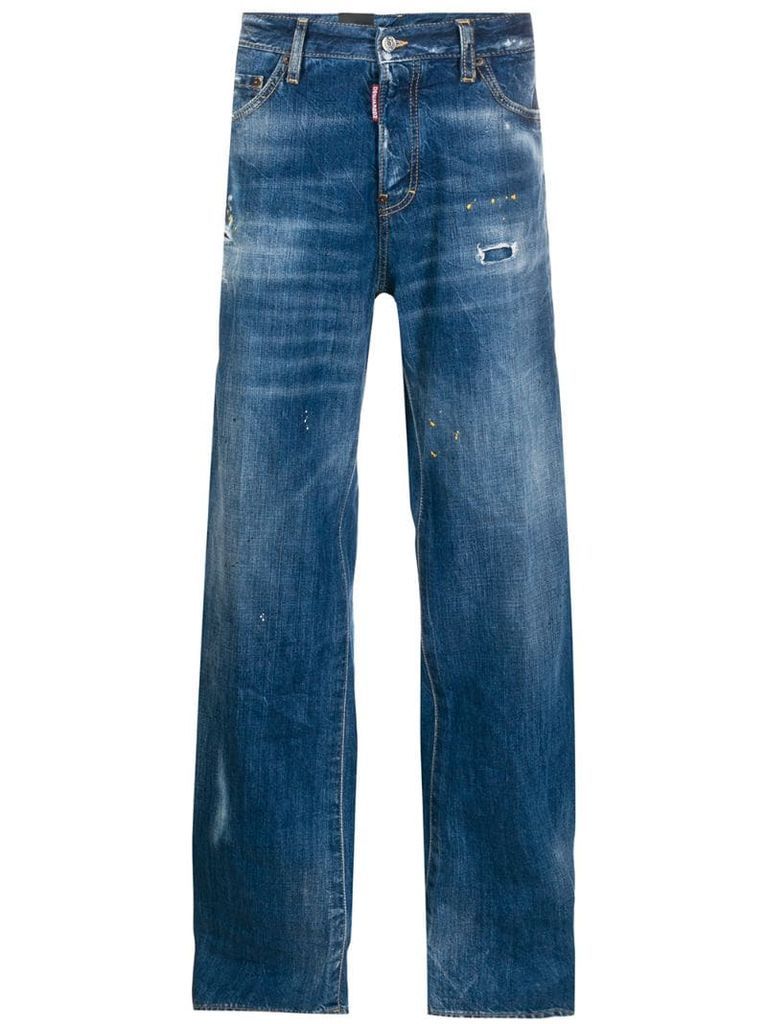 stonewashed-effect loose-fit jeans