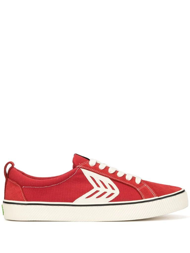 CATIBA Low Stripe Samba Red Suede and Canvas Contrast Thread Sneaker