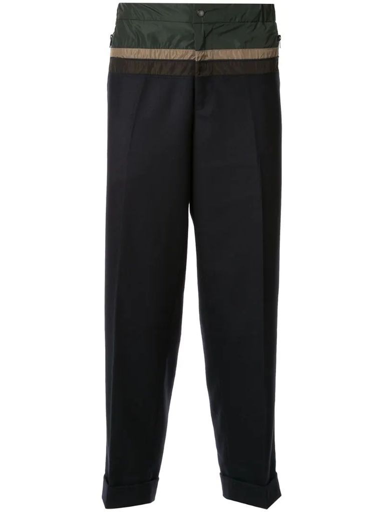 contrasting panelled tapered trousers