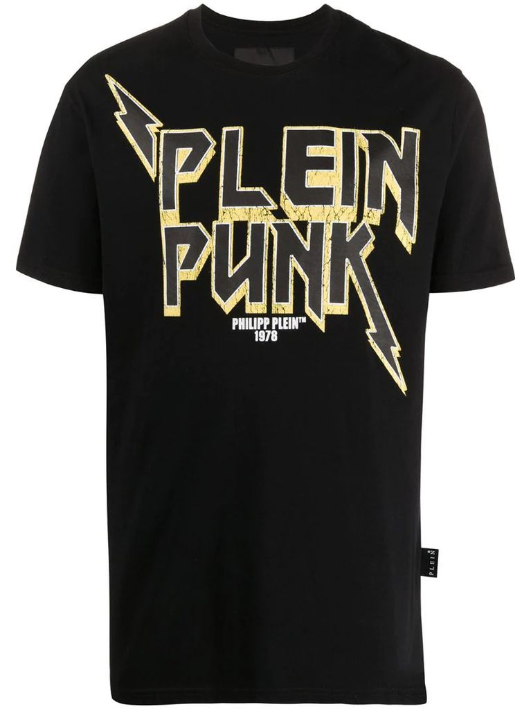 distressed punk print T-shirt