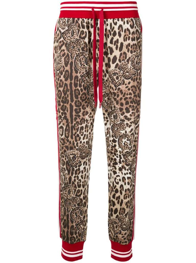 leopard-print track pants