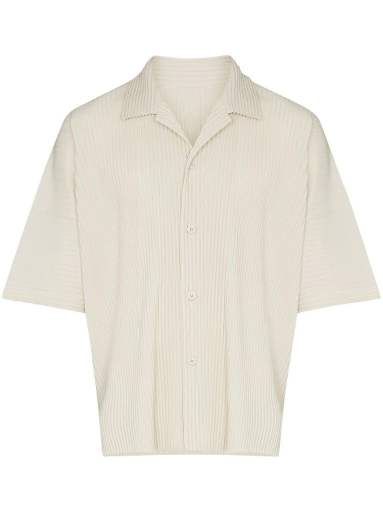 plissé-effect short-sleeve shirt