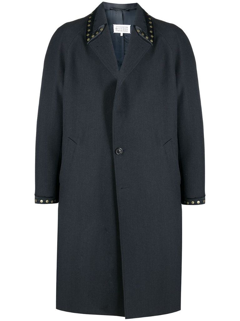 single-breasted studded coat