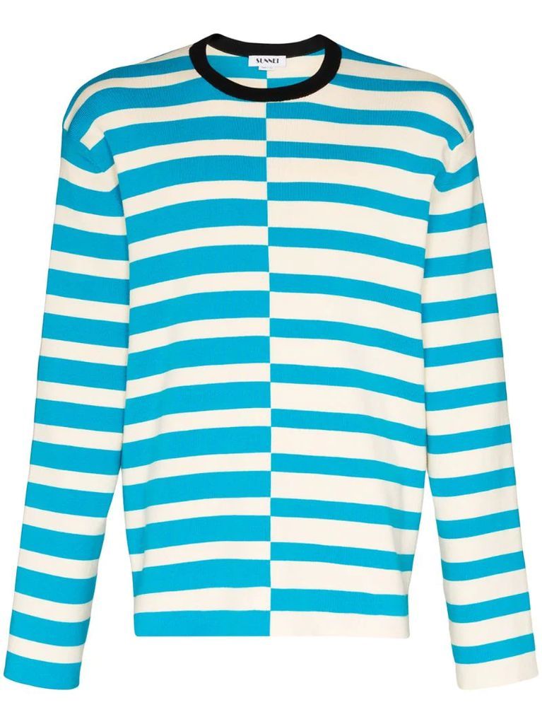 two tone striped sweatshirt