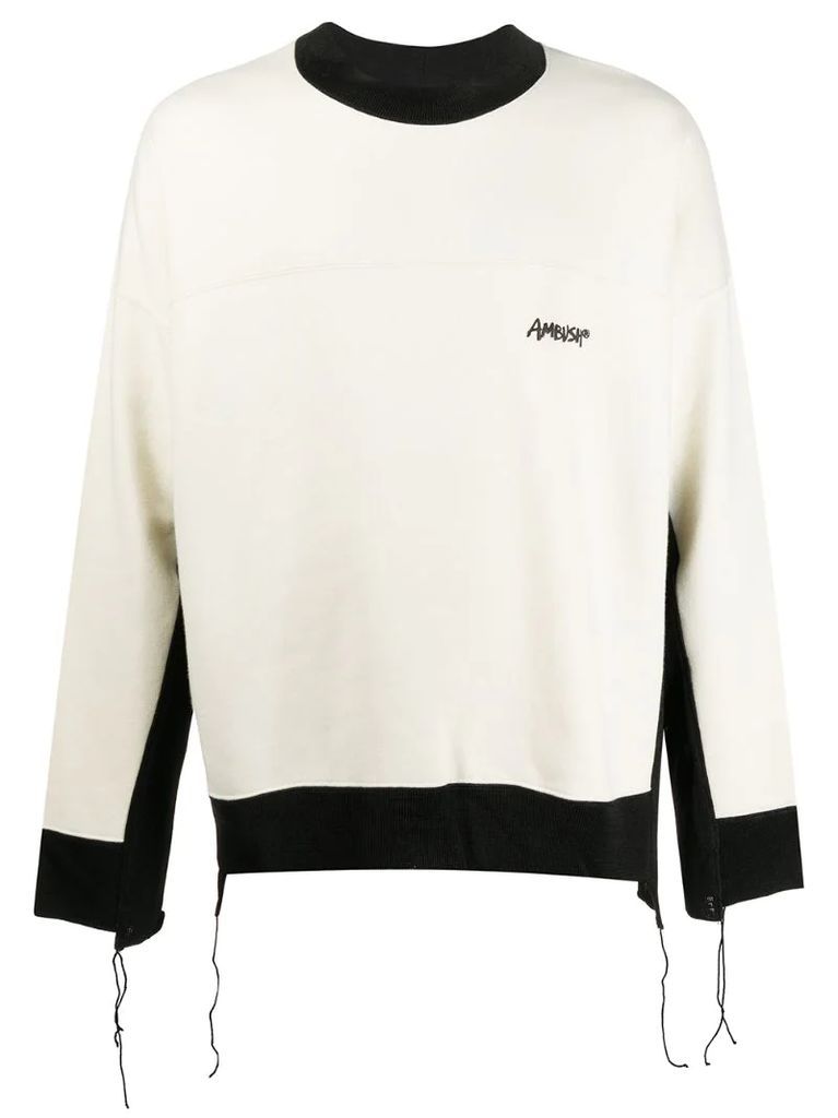 monochrome-panelled sweatshirt